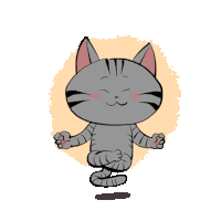 a cartoon cat is meditating in a lotus position with its eyes closed