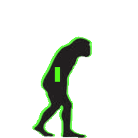 a silhouette of a monkey with a green stripe on the back