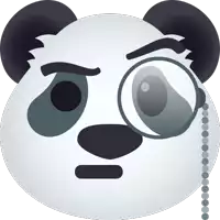 a panda bear wearing a magnifying glass on its eye