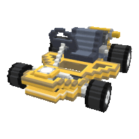 a yellow and black toy car made of blocks