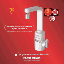 an advertisement for torneira elétrica p/ parede hydra branca