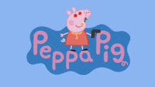 a peppa pig cartoon character with a gun