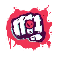 a drawing of a fist with a red circle on it