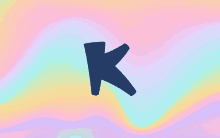 a blue letter k is on a rainbow background