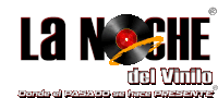 a logo for la noche del vinilo shows a record on it