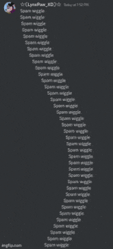 a screenshot of a list of spam wiggle words