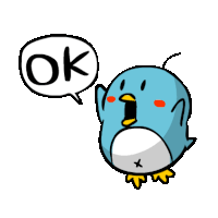 a cartoon of a bird saying ok with a speech bubble