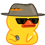 a yellow rubber duck is wearing a hat and sunglasses .