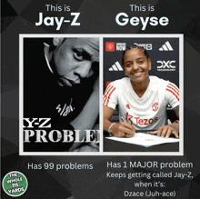 a poster that says " this is jay-z " and " this is geyse "