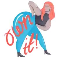 a cartoon drawing of a woman with the words " blow it " written on her butt