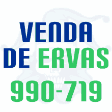 a blue and green sign that says venda de ervas 990 719