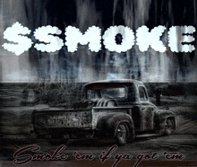 an old international truck with smoke coming out of the back