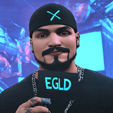 a man with a beard is holding a sign that says egld on it