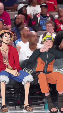 monkey d luffy and naruto are sitting next to each other