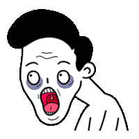 a cartoon of a man with a surprised look on his face