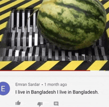 a watermelon is being shredded by a machine and a comment from emran sardar