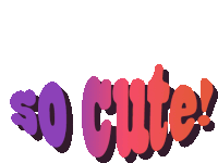 a sticker that says so cute in purple and red