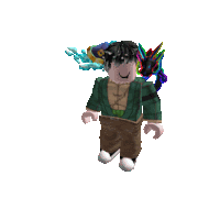 a roblox character with a sword and a hat on his head