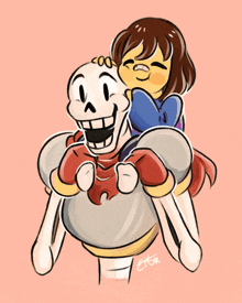 a drawing of papyrus carrying a girl on his back