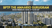 an advertisement for bptp the amaario gurugram book premium 4 bhk at 4.90 cr *