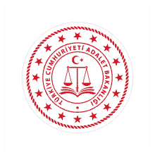 a red and white logo that says turkey cumhuriyet adalet bakanligi