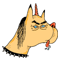 a cartoon drawing of a unicorn with spikes around its neck