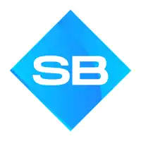 a blue diamond with the letter sb in white letters