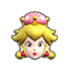 a close up of princess peach 's head with a crown on it .