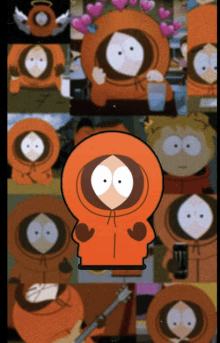 a collage of cartoon characters including kenny south park