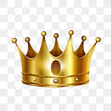 a gold crown with pearls on a transparent background .