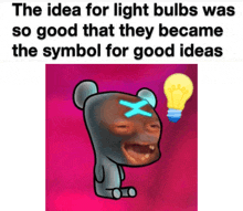 a cartoon of a bear with a light bulb above his head