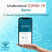 a hand is holding a cell phone with the words understand covid-19 better