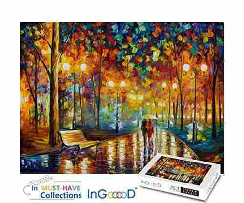 Ingooood Rainy Night Walk Paper Jigsaw Puzzle with 1000 Pieces