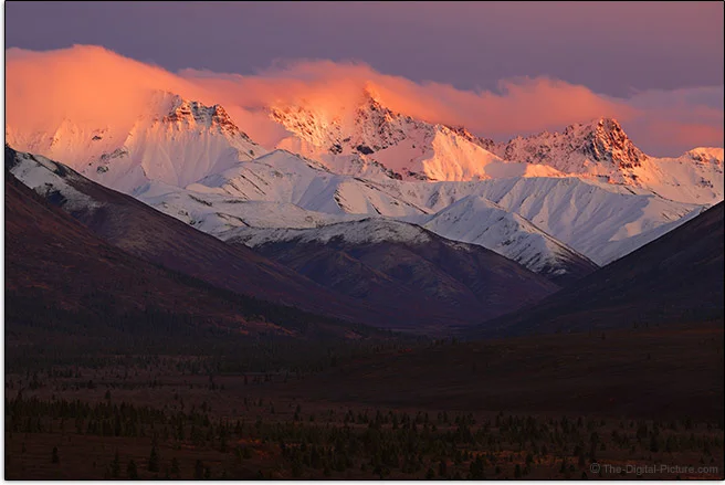 Canon EOS R5 Alaska Range Sunset Sample Picture