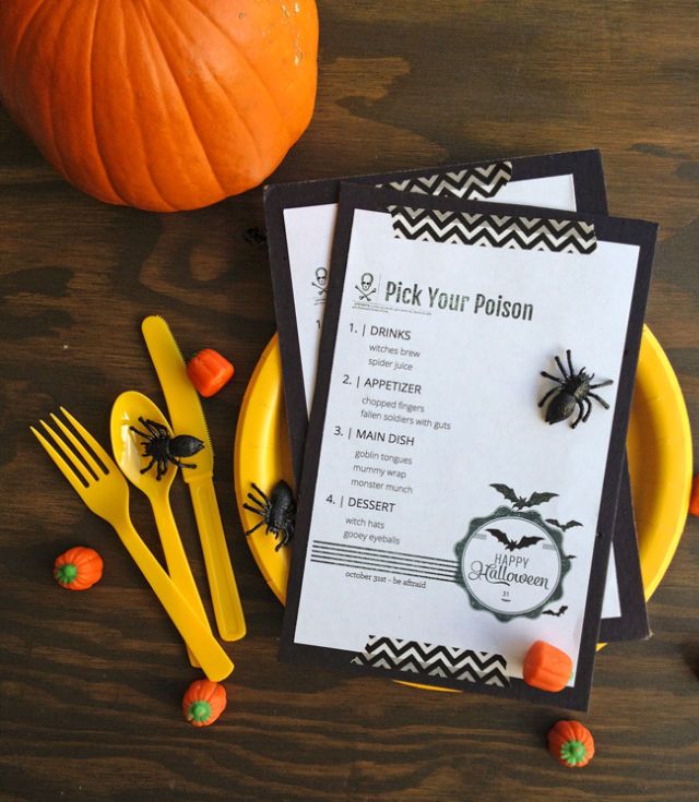 Halloween Dinner Menu Printable