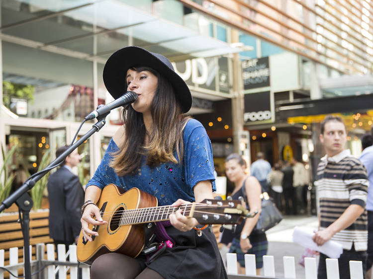 See live music for free with buskers at Bourke Street Mall