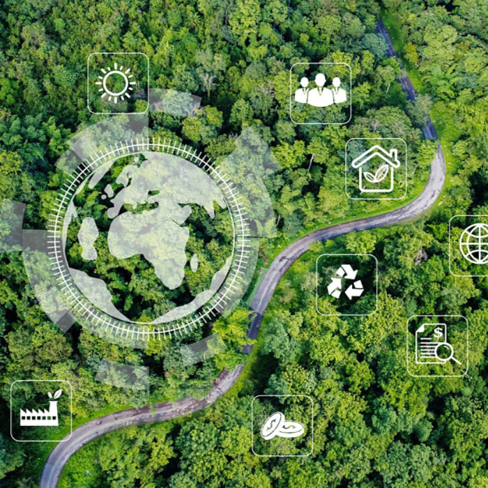 Environmental technology concept. sustainable ESG modernization development by using technology of renewable resources