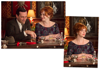 Image may contain Jon Hamm Human Person Collage Advertisement Poster Bar Counter Pub Christina Hendricks and Coat