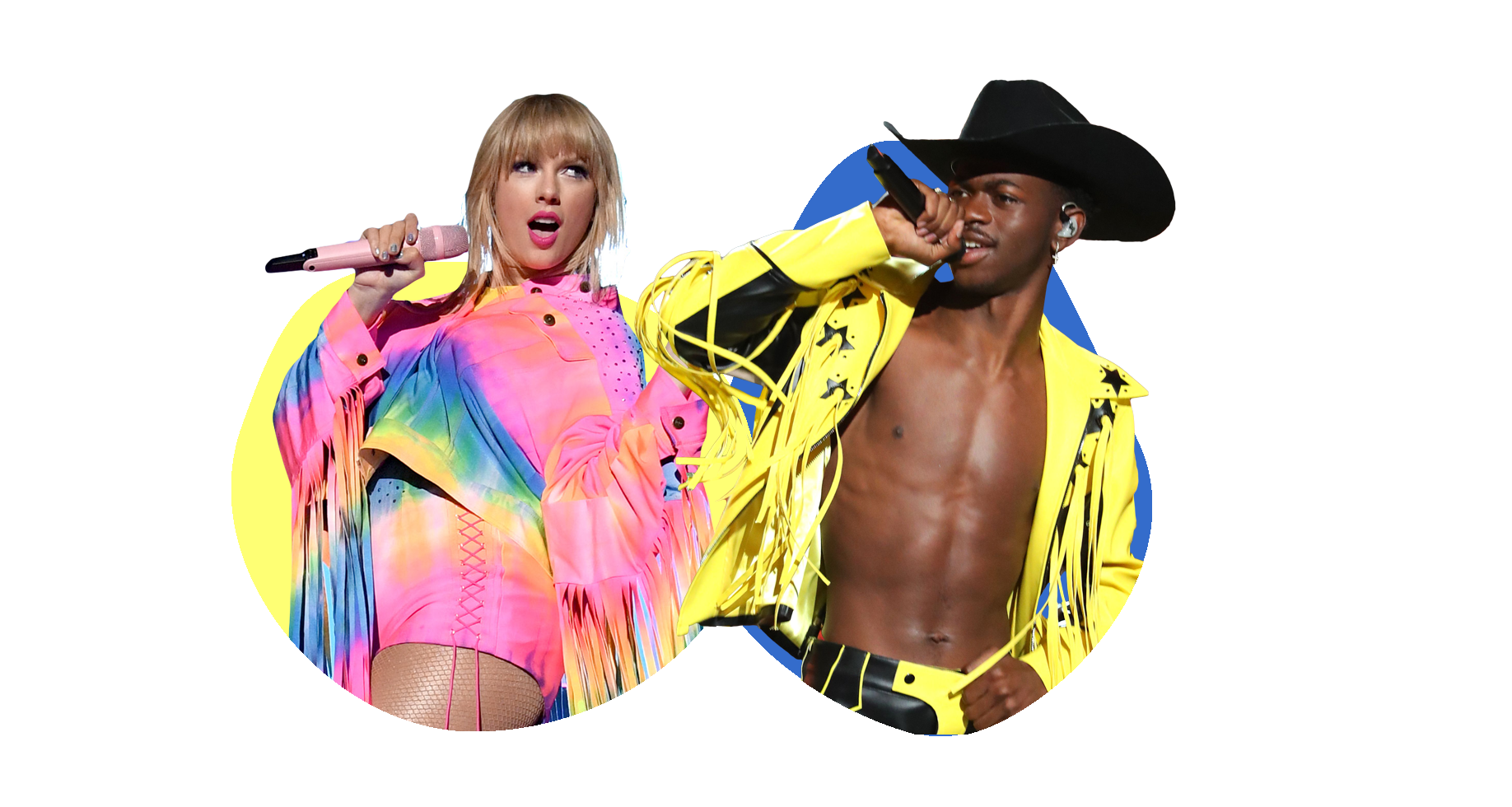 Taylor Swift and Lil Nas collage.