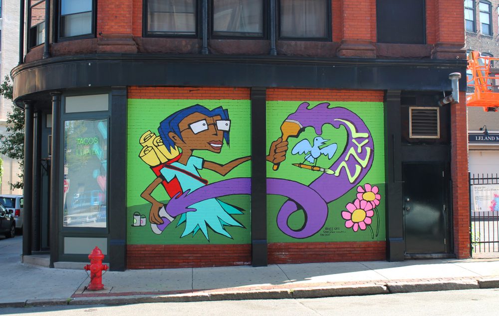 Bruce Orr and Good 2 Go's mural in Lynn. (Amy Gorel/WBUR)