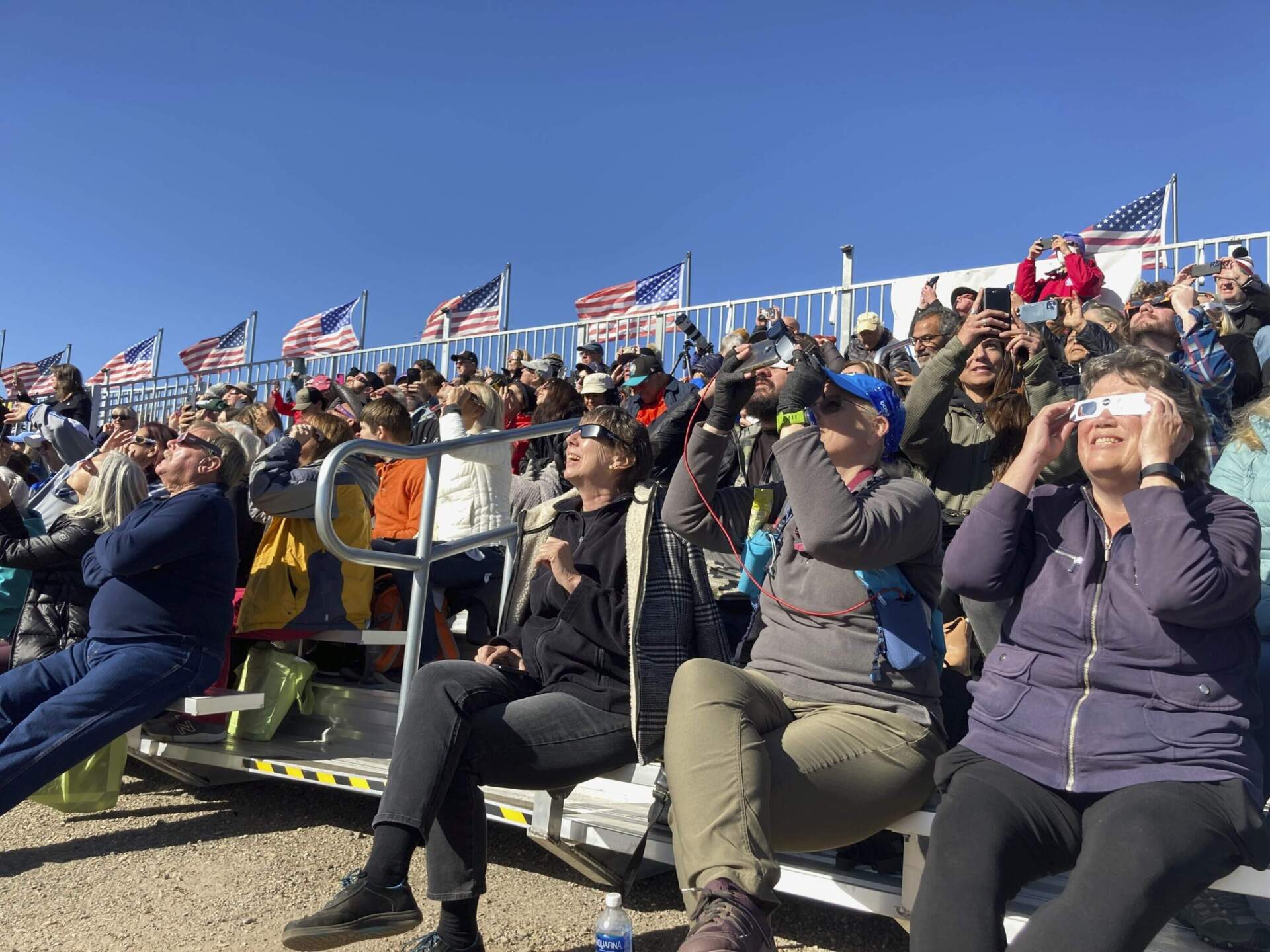 Tens of thousands of spectators view the 'ring of fire' while at the Albuquerque International Balloon Fiesta in Albuquerque, N.M., on Saturday, Oct. 14, 2023. As part of a special 