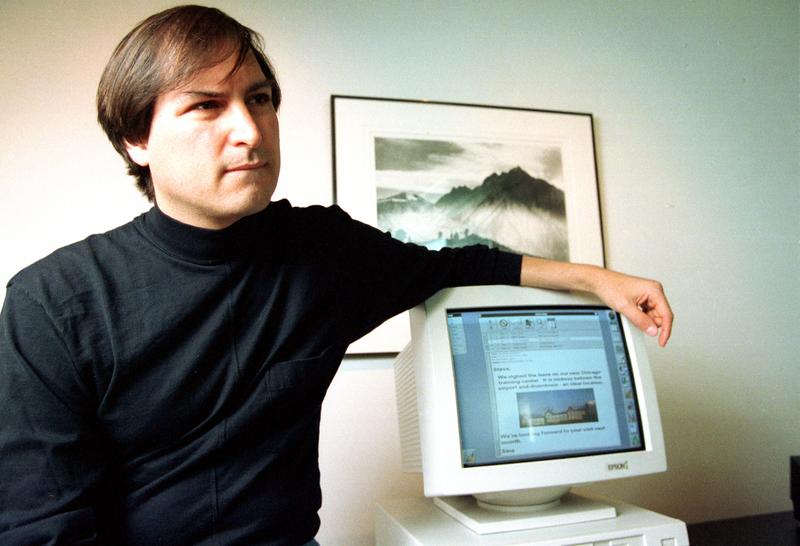 Steve Jobs, co-founder of Apple Computer, at his new company NeXt, Inc., in Redwood City, Ca., in April, 1993.