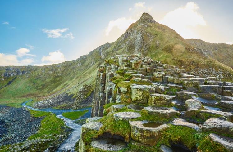 Giant's Causeway, a series of dramatic basalt columns on the shore of Northern Ireland.