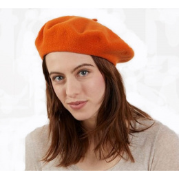 Authentic Dark Tangerine Wool Beret - Heritage by Laulhère