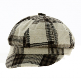 Beige Patchwork Cotton Newsboy Cap - Traclet