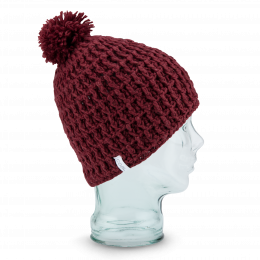 Bonnet Pompon The Waffle Laine Doublé Polaire Bordeaux - Coal