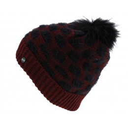 Ampezzo Revers & Pompon Wool Bordeaux Beanie - Traclet