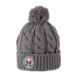 Children's Alpina Grey Pompon Beanie - Pipolaki