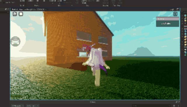 a screenshot of a video game shows a person standing in front of a house