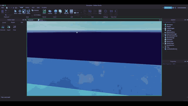 a screenshot of a program called roblox studio showing a blue background